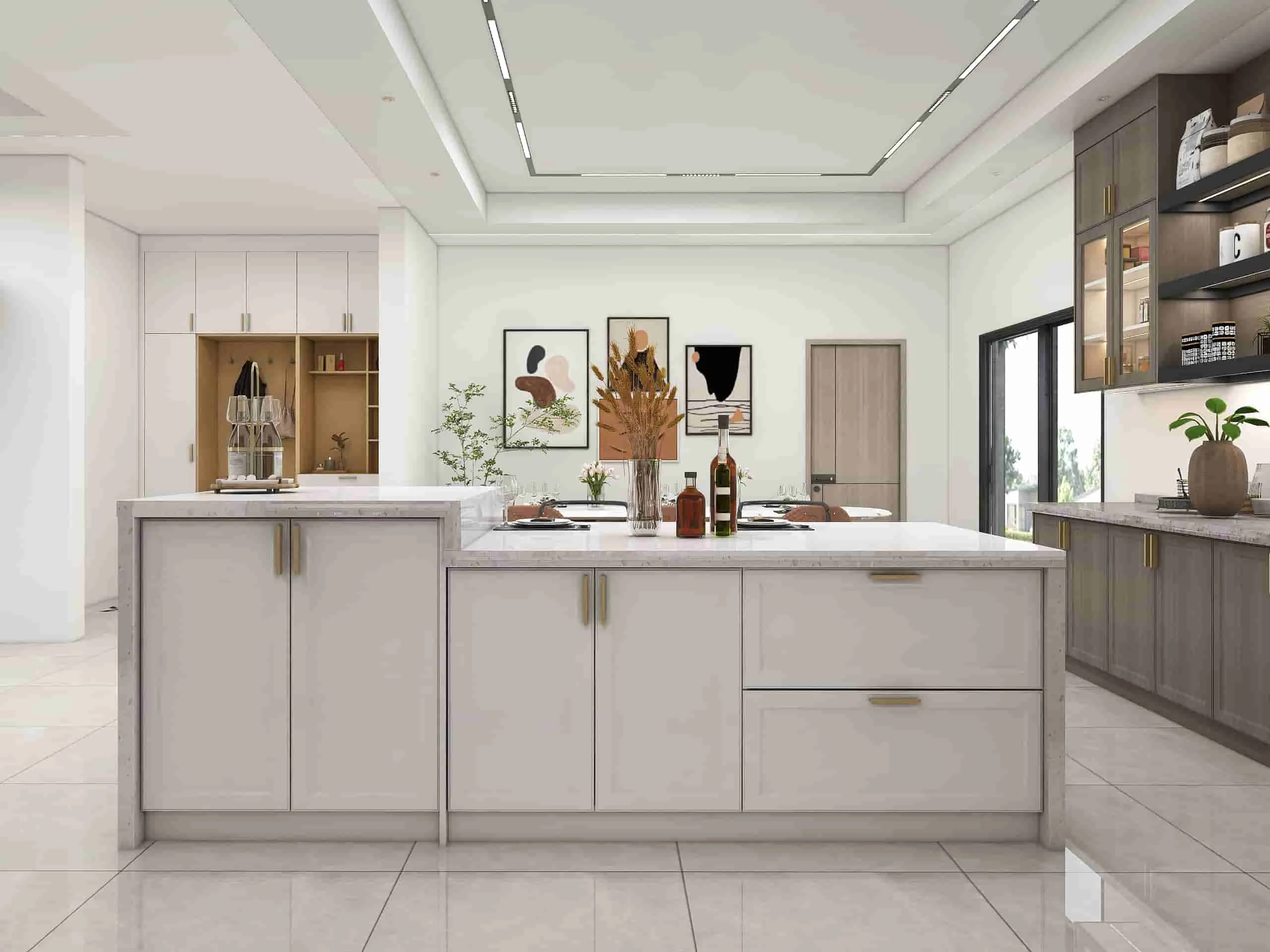 Classic Elegance Meets Contemporary Chic: A Kitchen Where Heritage and Innovation Converge 3 Bringing nature In bright kitchen spaces with dark wood accents