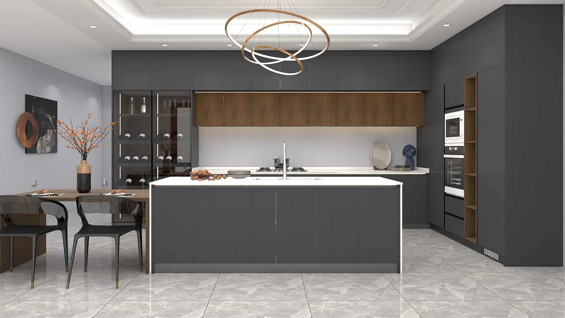 Timeless Sophistication Meets Modern Innovation: A Kitchen Where Design and Durability Coalesce 6 Modern black melamine L-shape kitchen cabinets