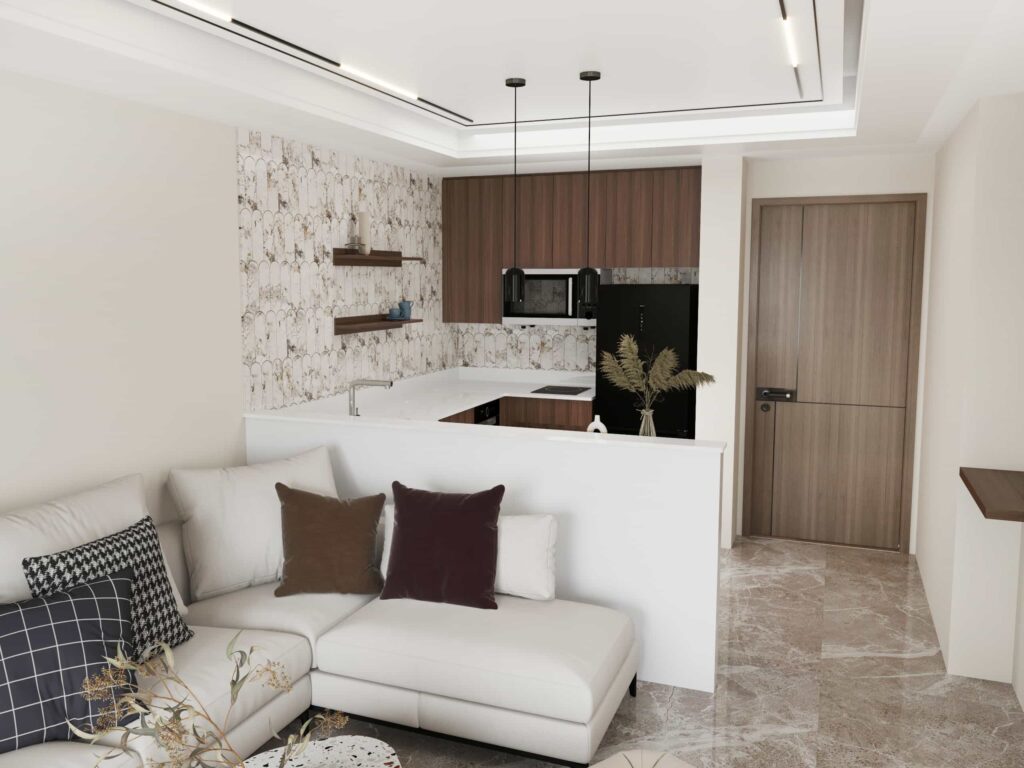 Modern Brown U Shaped Small Kitchen Cabinets 1
