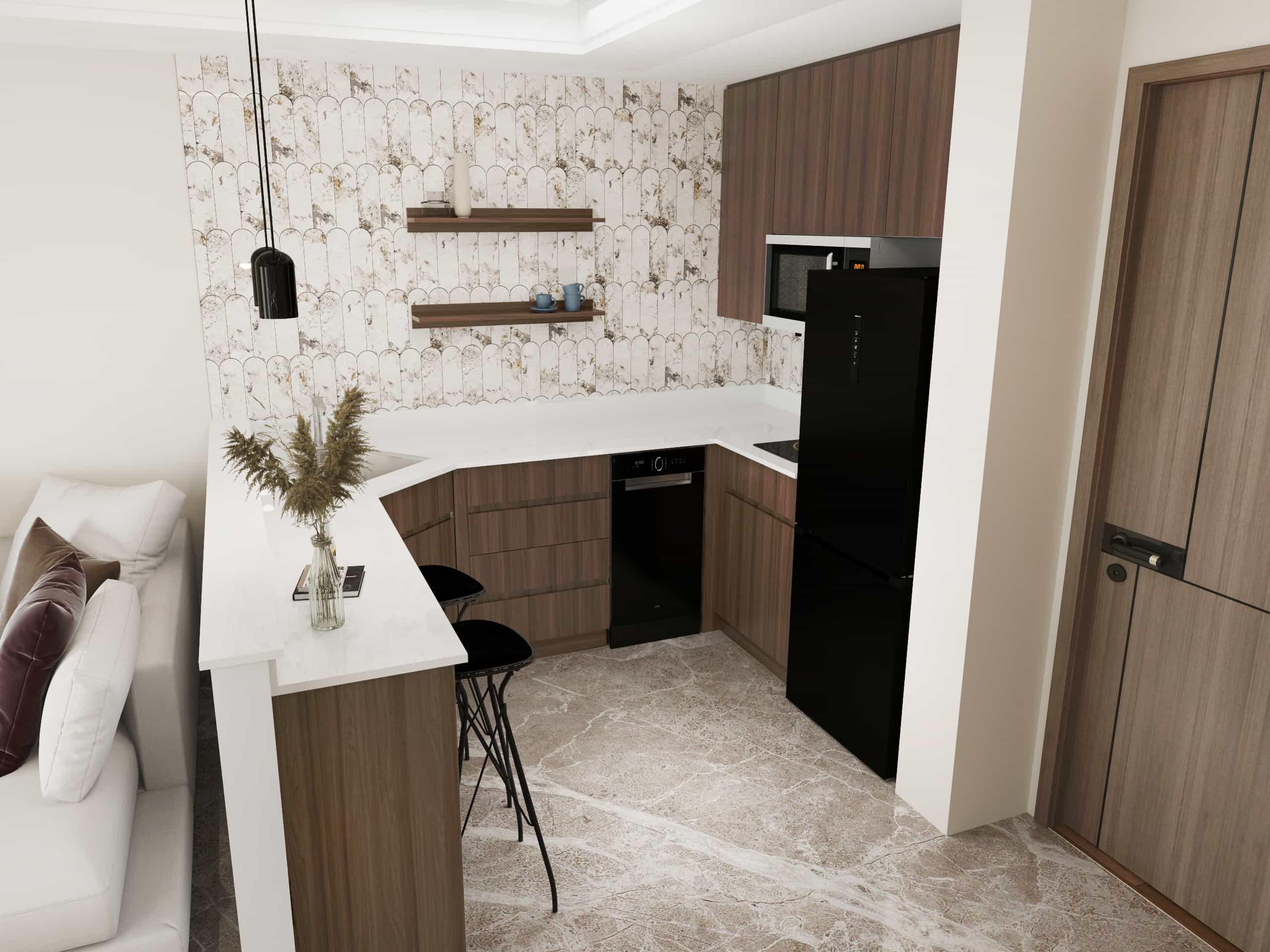Modern-Brown-U-Shaped-Small-Kitchen-Cabinets-4