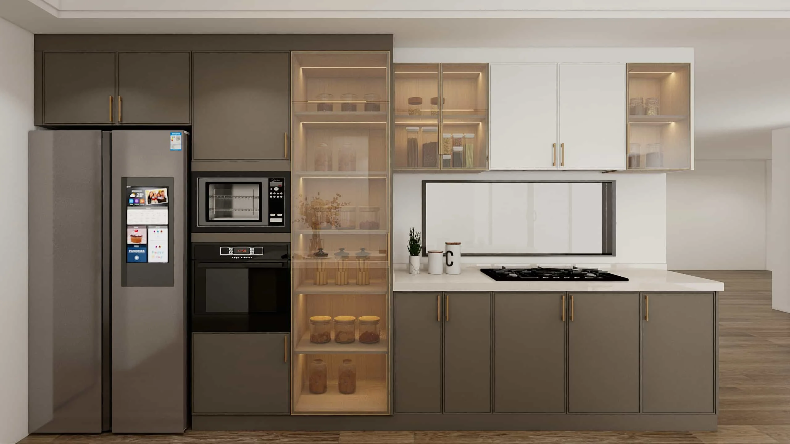 Timeless Elegance Redefined: A Modern Kitchen Inspired by Medieval Artistry 4 Modern functional open shelving in kitchen cabinets