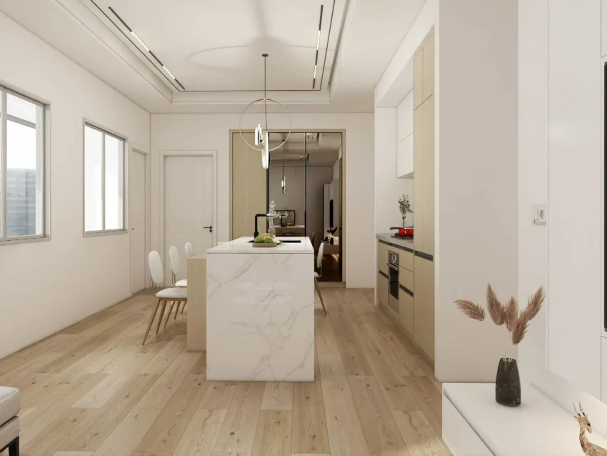 Modern Two tone Minimalist Small Kitchen Cabinets 850x638 1