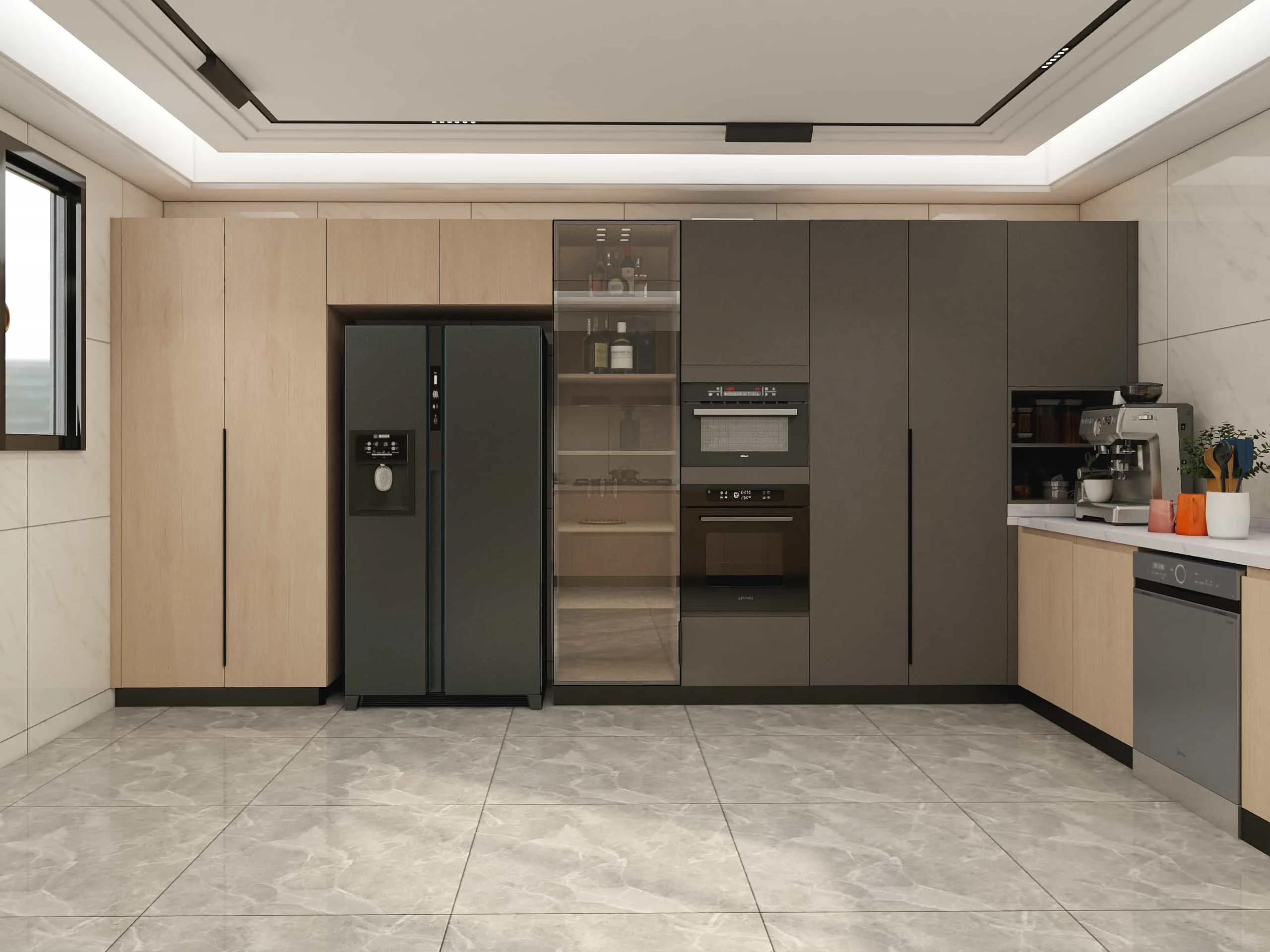 Effortless Elegance: A U-Shaped Kitchen Where Functionality Meets Modern Design 5 Modern Two-tone U-shape melamine kitchen cabinets