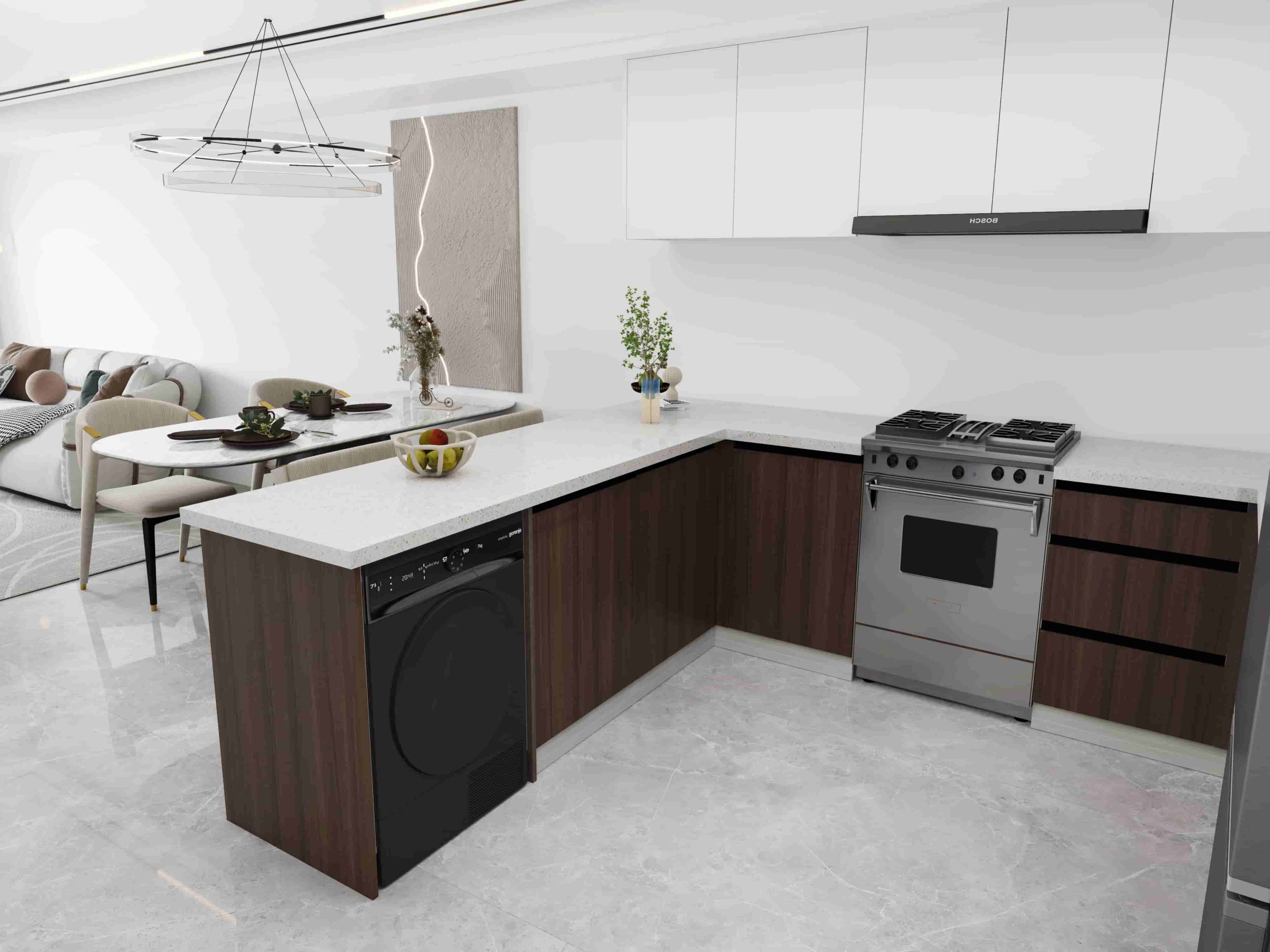 Traditional-Brown-and-White-U-Shaped-two-tone-Kitchen-Cabinets-2