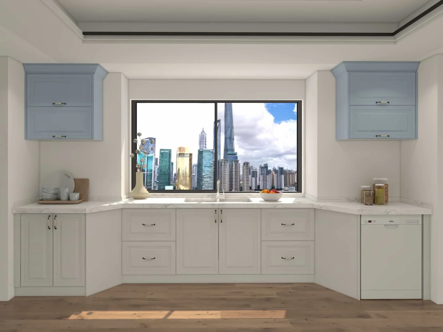 Modern Blue and White Shaker Kitchen Cabinets 4 Modern blue and white shaker kitchen cabinets