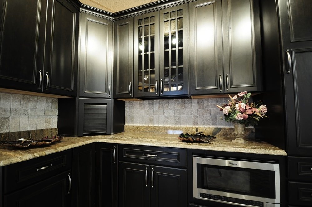 black kitchen cabinet