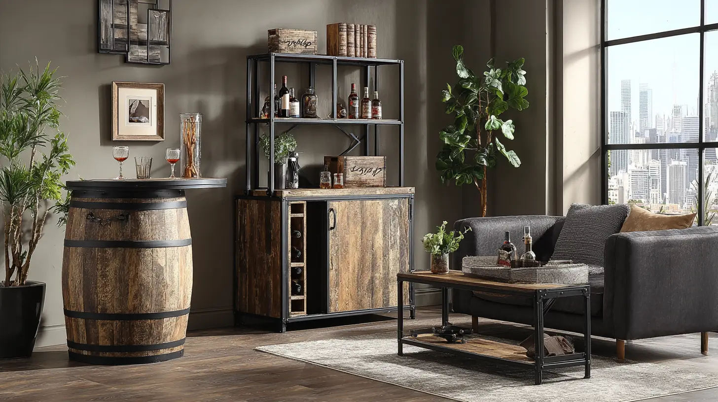 Modern Industrial Bar Cabinet