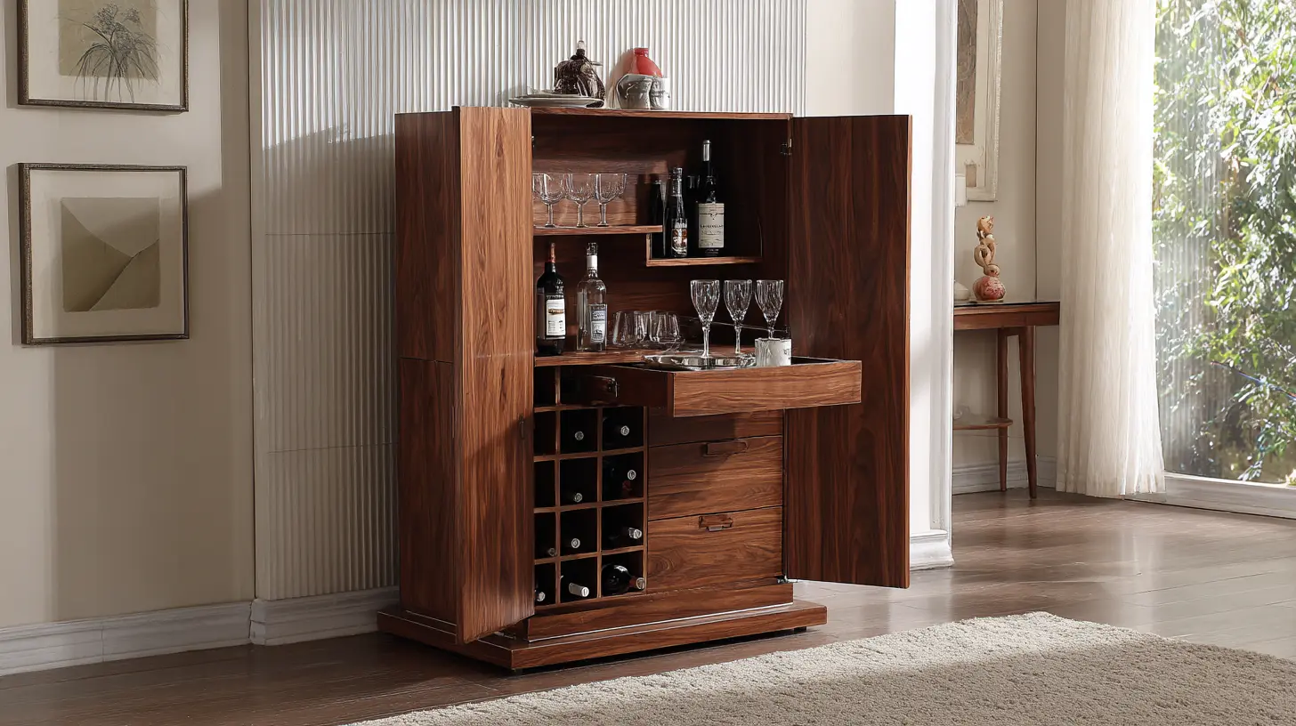 Modern Walnut Bar Cabinet