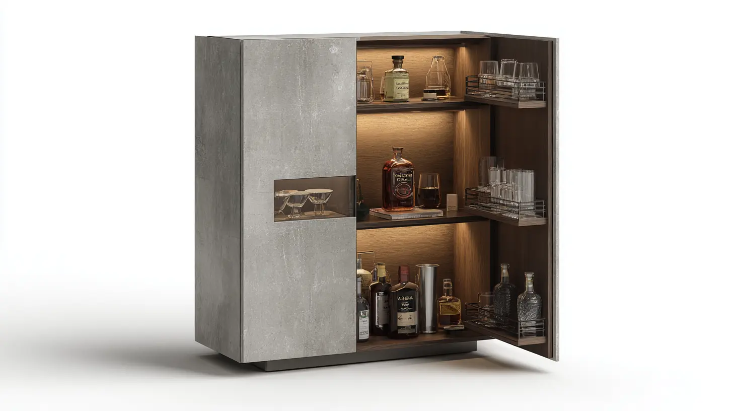 Modern Grey Mini Bar Cabinet