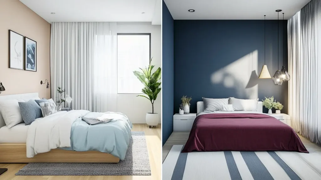 remmckp6646 A bedroom with two different color schemes shown on 7799f522 bf0b 49c1 977f 9ea153cf85f3