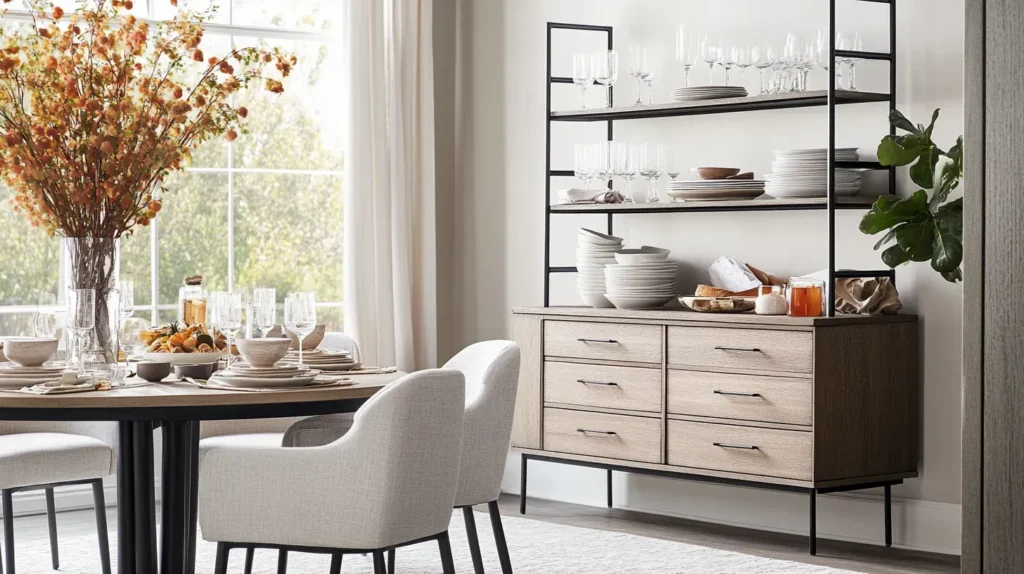 A_dining_room_setup_with_a_Living Room Sideboard