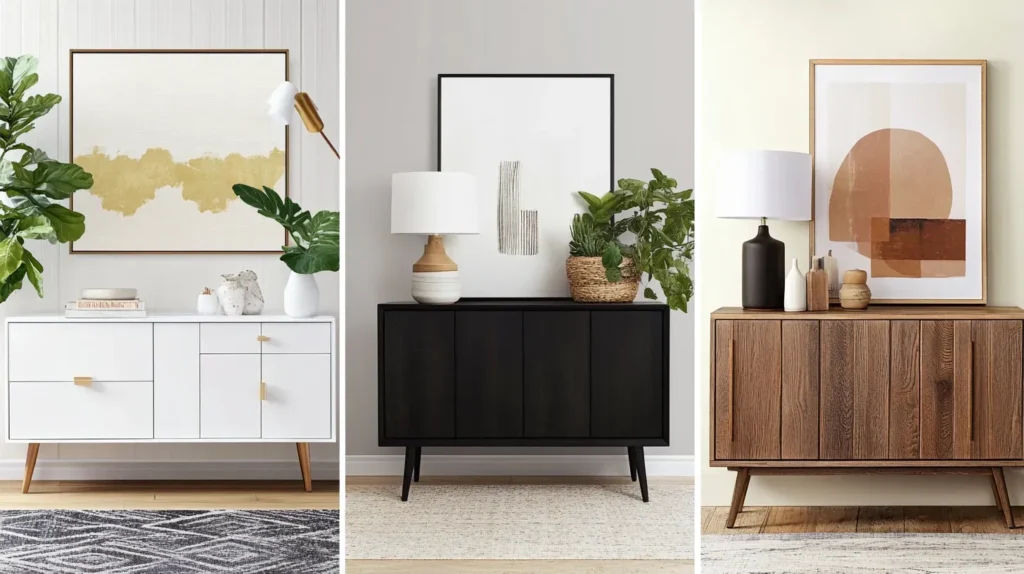 Four_different_styles_of_sideboards_lined_up