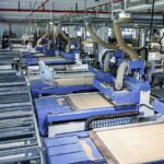 Tentang kami 7 PAhome Zhaoqing factory CNC panel machining line with blue router machines and extraction hoses