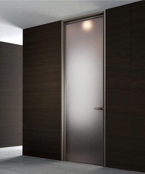 PAhome aluminum frosted glass bathroom door with slim frame for privacy and style