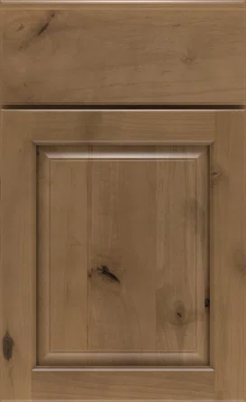 Distressed kitchen cabinet door with weathered corners and an antiqued finish for a rustic vibe