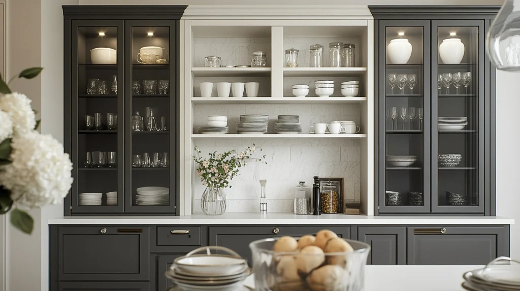 Open Shelving and Glass-fronted Cabinets