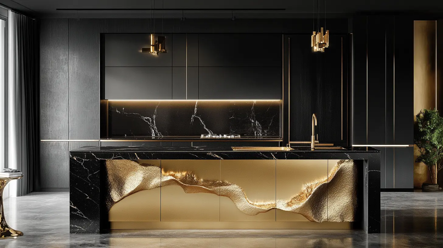 Black and Gold Kitchen Cabinets