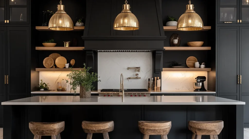 Black Kitchen Cabinets with the Right Accessories