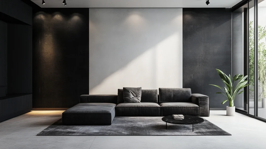Charcoal Gray with Minimalist White Walls