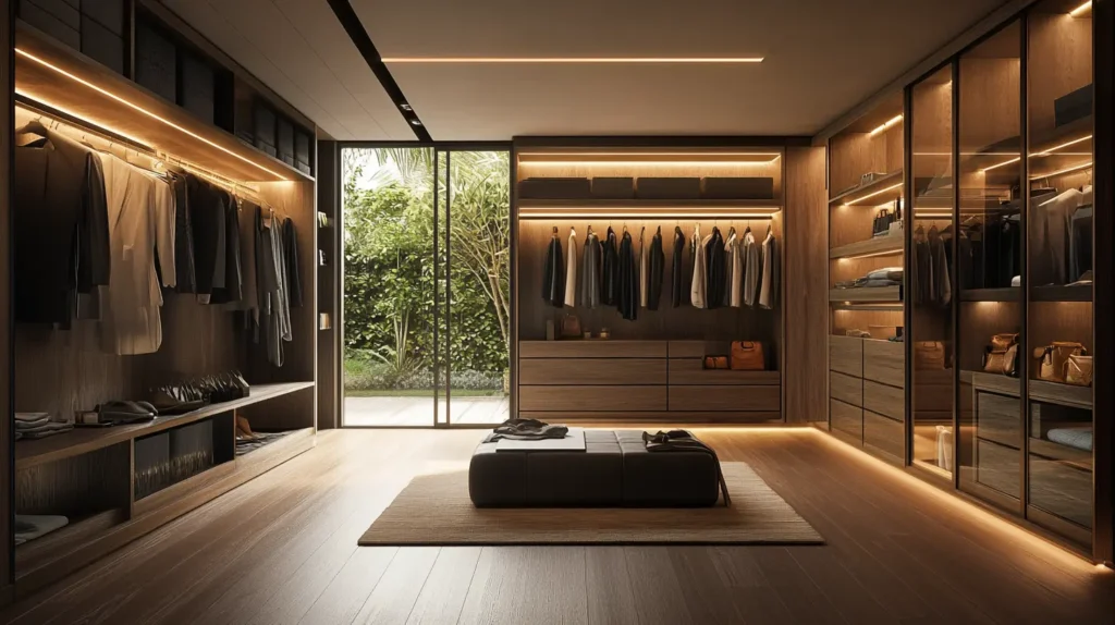 Closet with Integrated Lighting