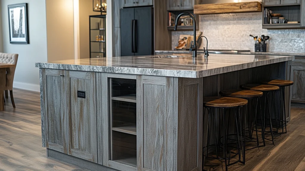 Gray Cabinets with Textured Finishes
