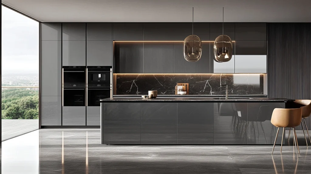 High Gloss Gray Cabinets for a Luxe Feel