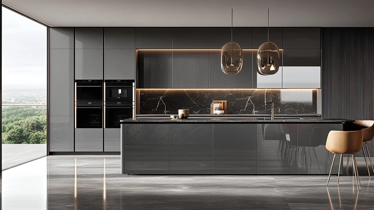 High Gloss Gray Cabinets for a Luxe Feel