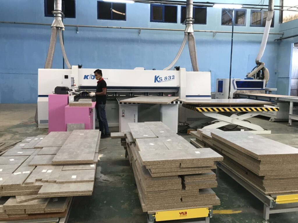 Why U.S. Builders Choose Indonesian Cabinet Suppliers Over Domestic Brands? 1 PA home Indonesia kitchen cabinet factory workshop, showing the cut sheets