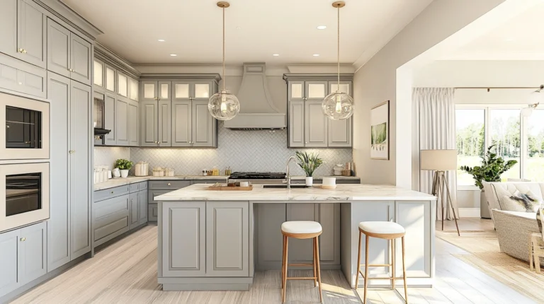 Soft Gray Cabinets with Pastel Accents