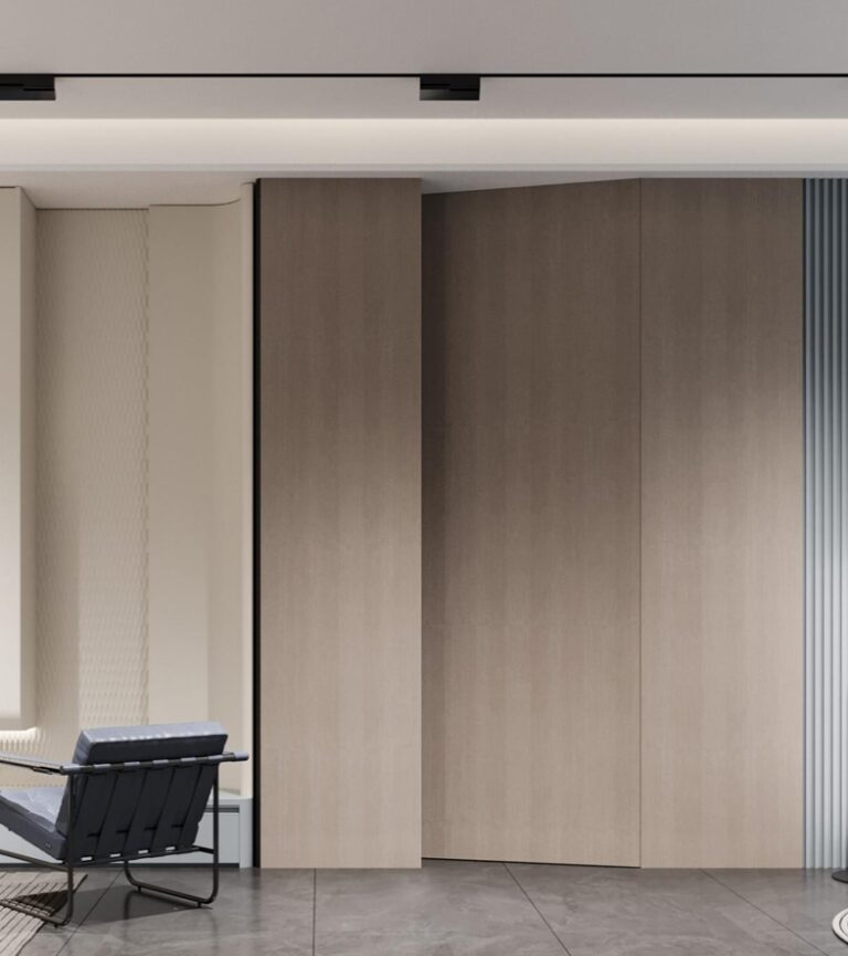 PAhome interior aluminum invisible door with wood-grain finish