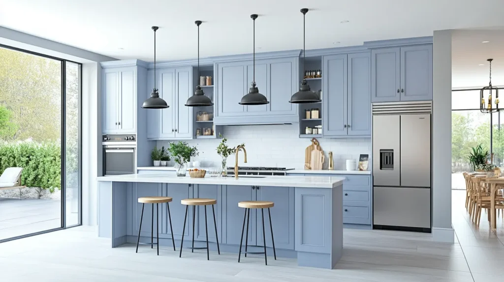Light Blue Gray Kitchen Cabinets