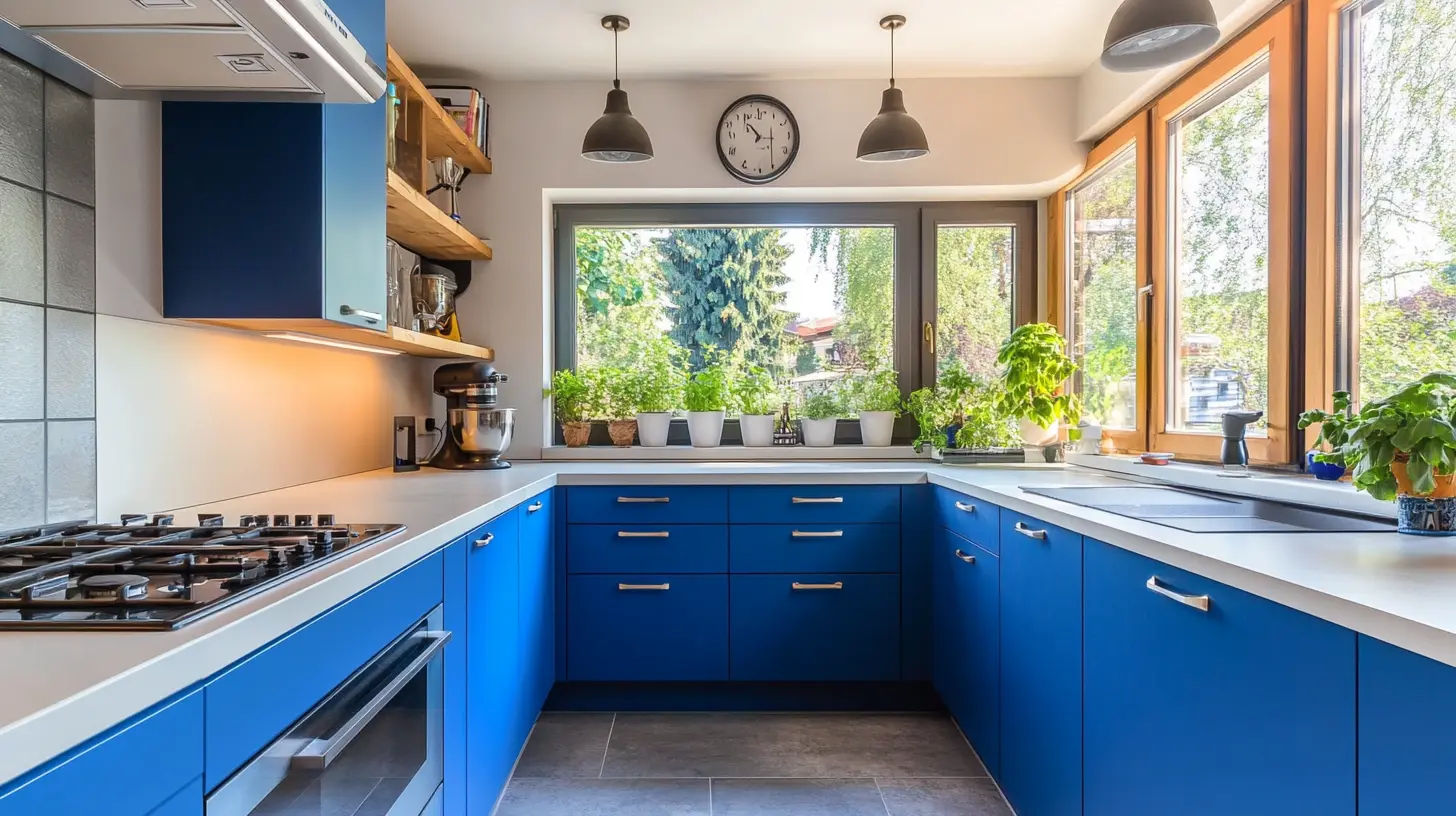 Lemari Dapur Biru Kobalt