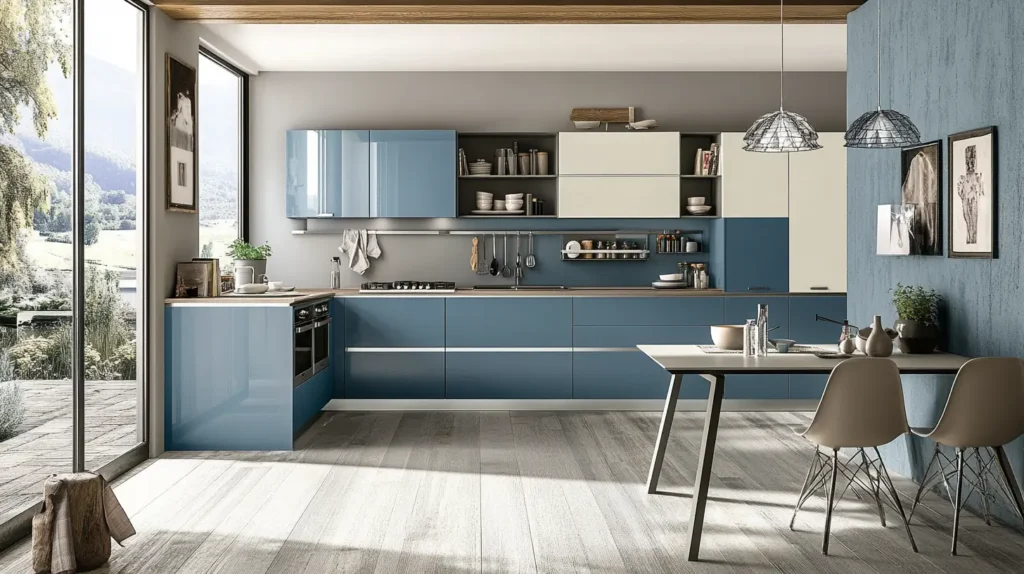 Blue and Grey Kitchen Cabinets