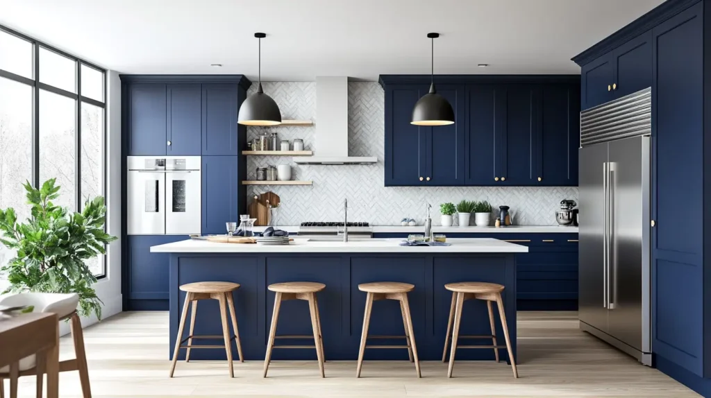 Blue Shaker Kitchen Cabinets