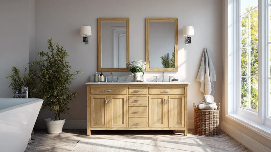 Double Bathroom Vanity White Oak