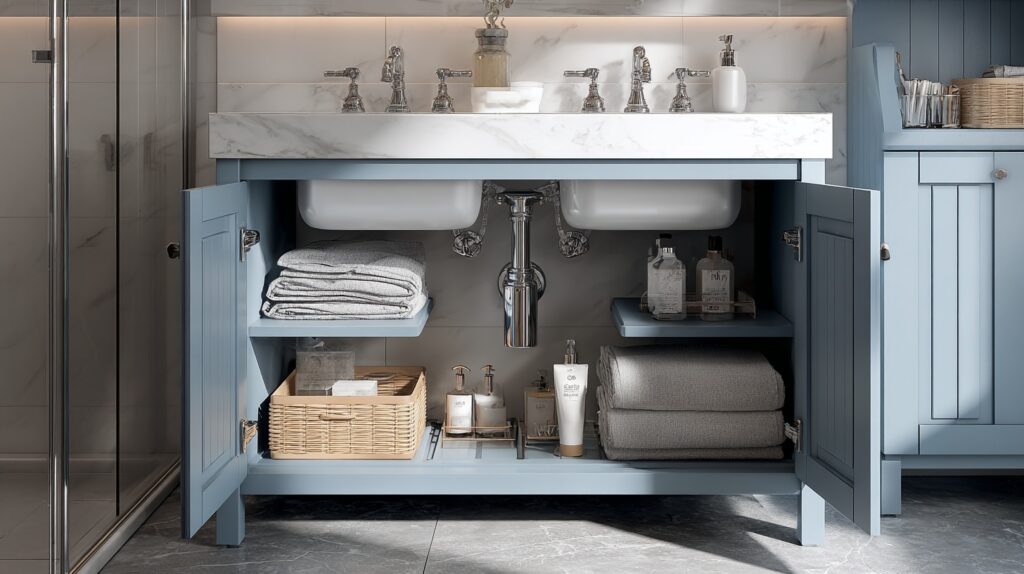 Under-sink cabinets with modern style bathroom vanity design