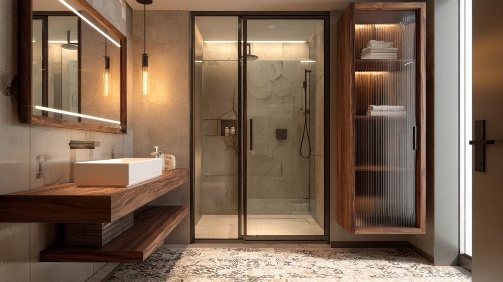 Hotel bathroom glass-door cabinet for luxury storage