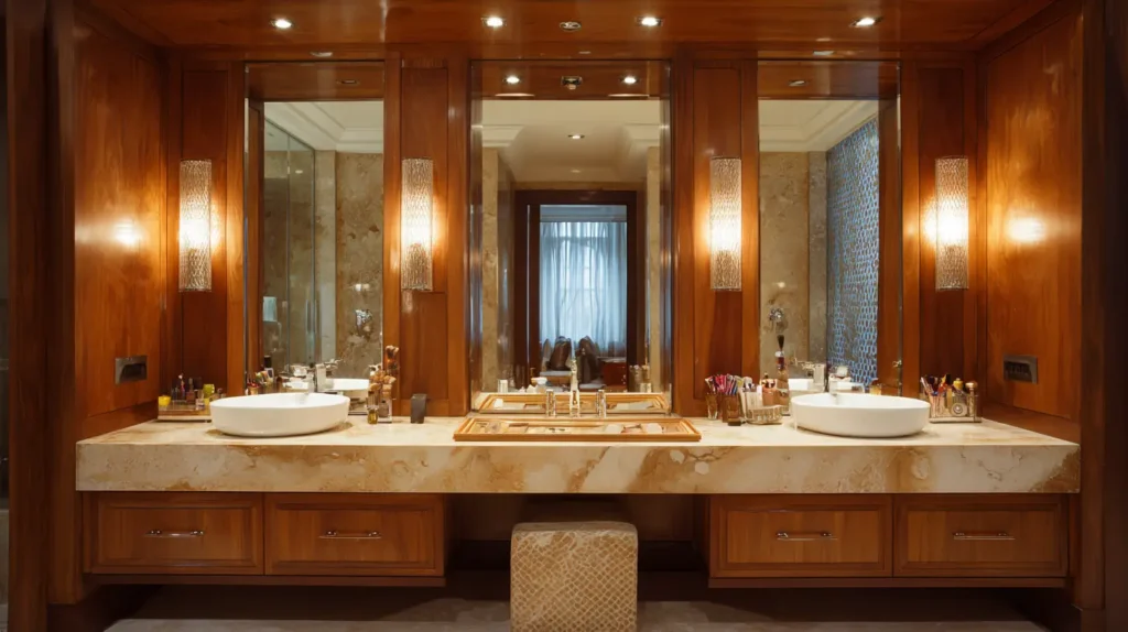 Double Sink Bathroom Vanity with Makeup Area