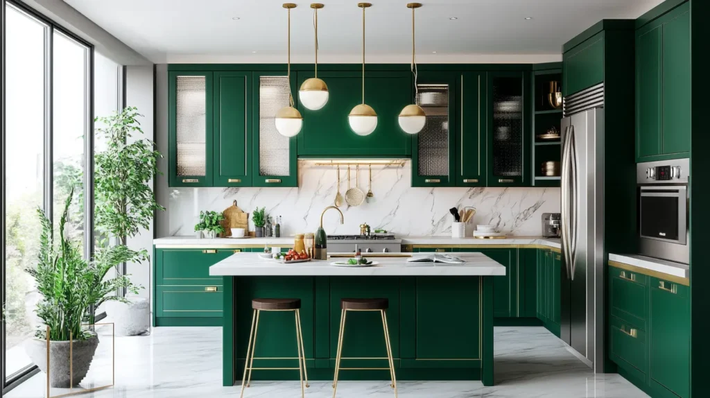 Bold Emerald Green Cabinets