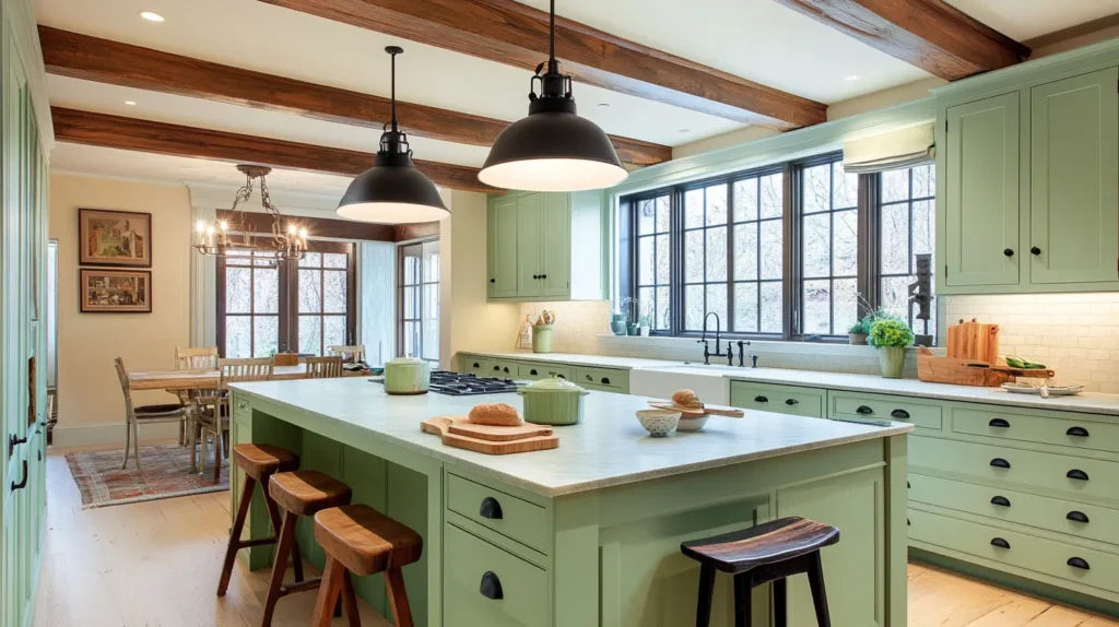 Green Painted Cabinets