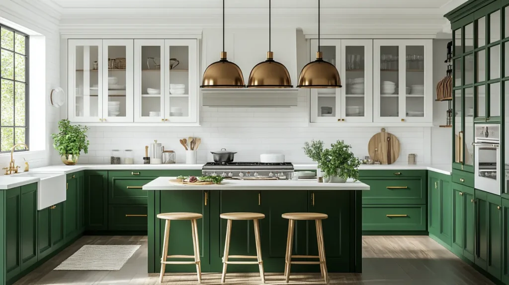 Green and White Kitchen Cabinets for a Timeless Look