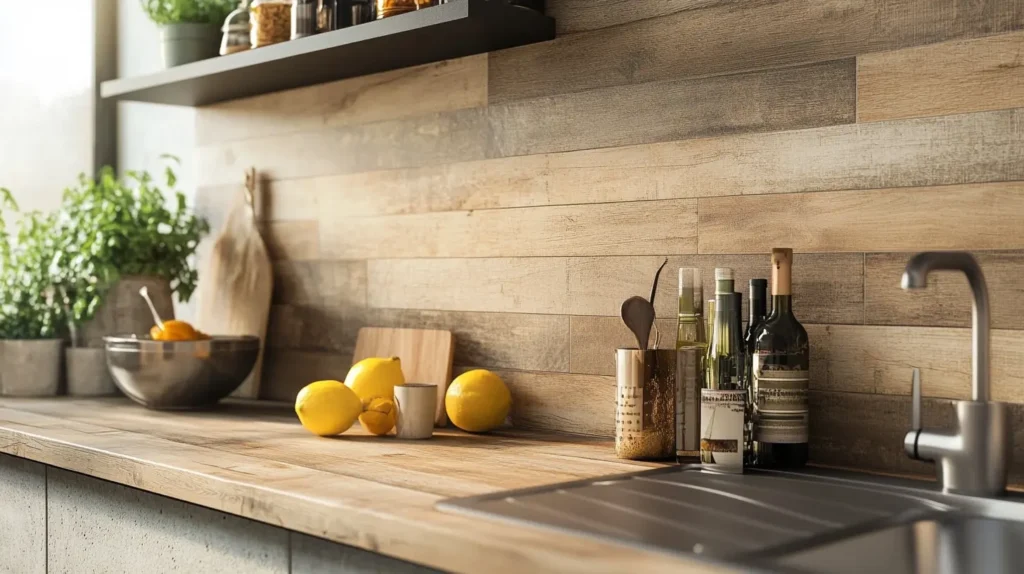 wooden backsplash tiles