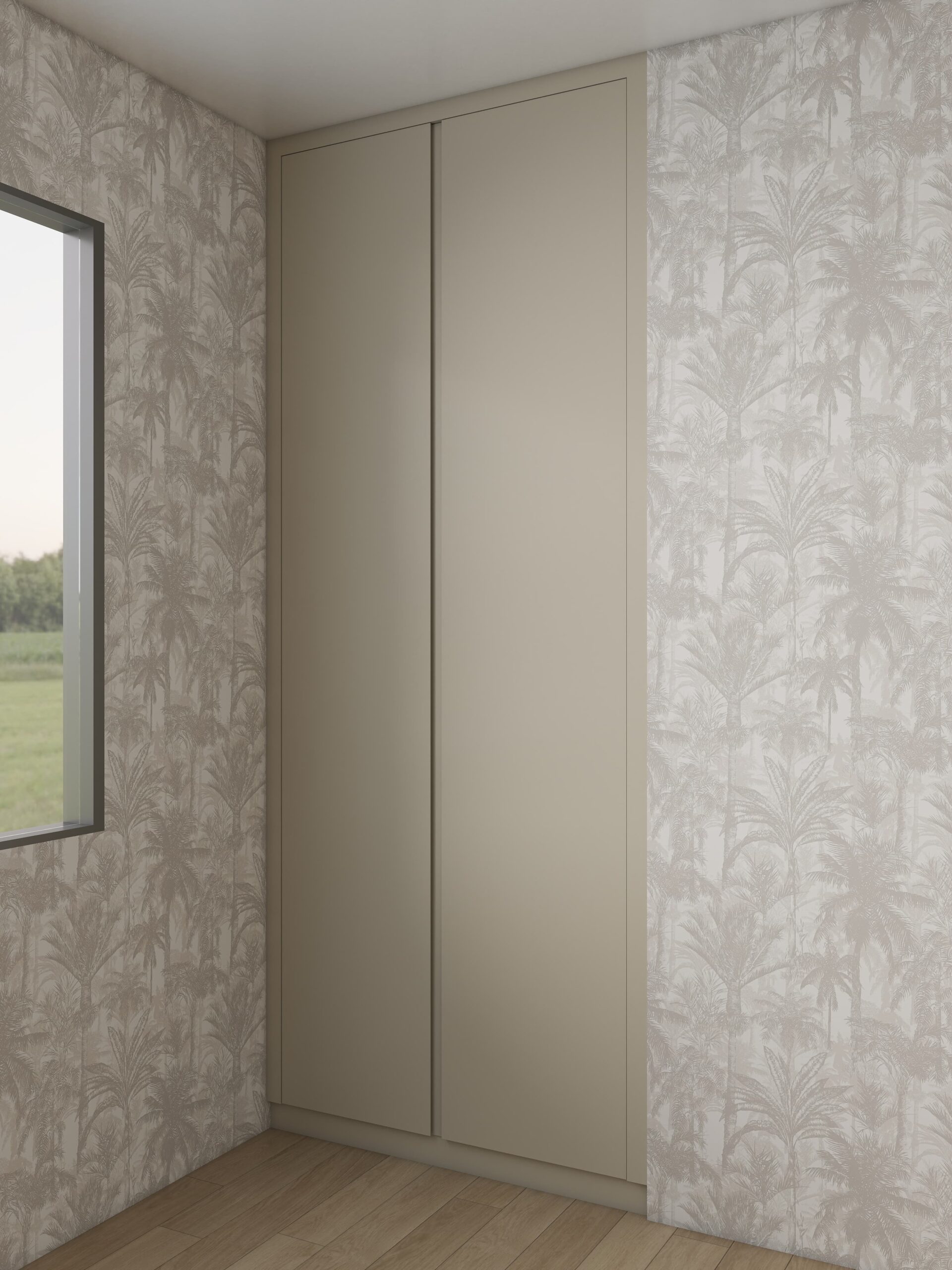 Elegant Built In Closet Side Unit with Beige Integrated Storage