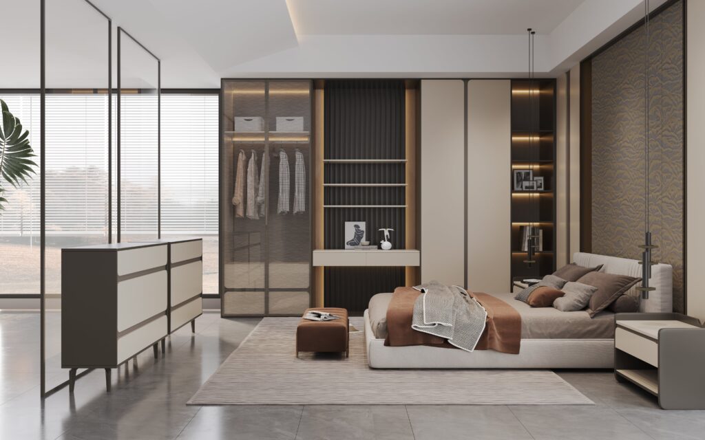 Showroom case s6 bedroom build in storage