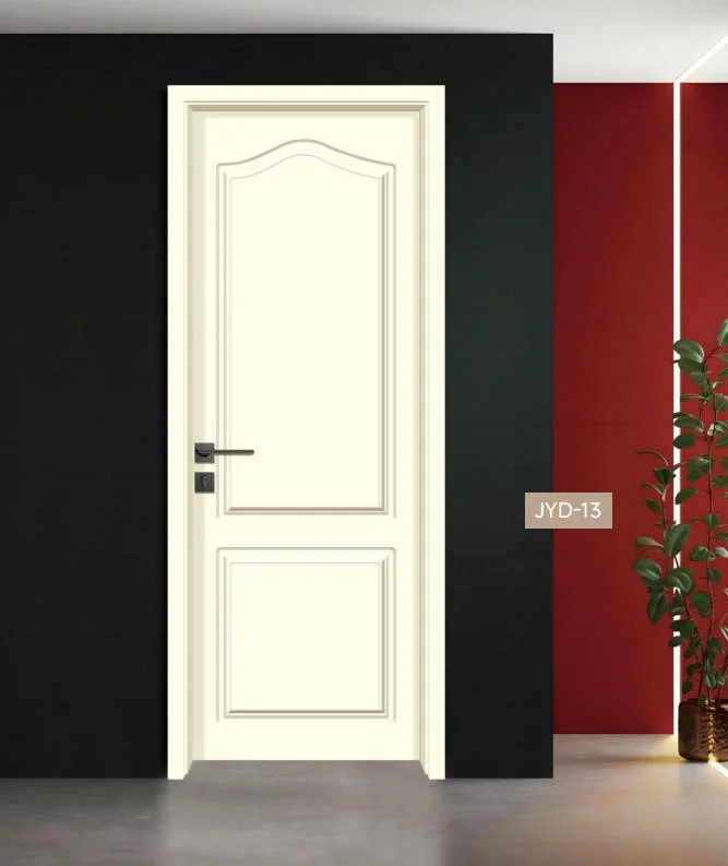 WPC door with lacquered engraved lines, creating texture and depth, perfect for modern interiors.