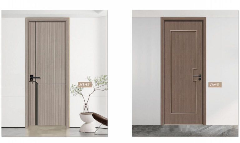 Laminating Decorative Line Panels Door 4 WPC woodgrain doors with vertical stripes and asymmetric panel carving
