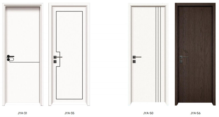Pure white interior wpc doors with contrasting black border lines for a bold modern look