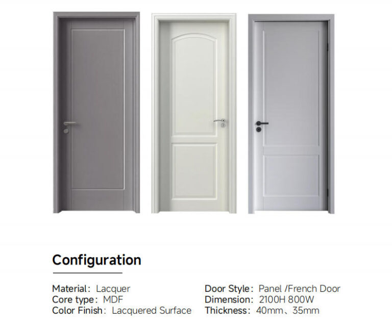 Lacquer Ecological Panels Door With Shape 3 Gray, white, and off-white lacquered MDF interior panels doors in various panel styles and finishes