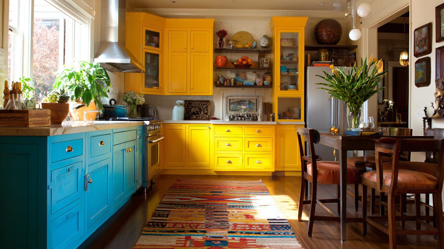 Lemari Kabinet Dapur Dengan Warna Cerah