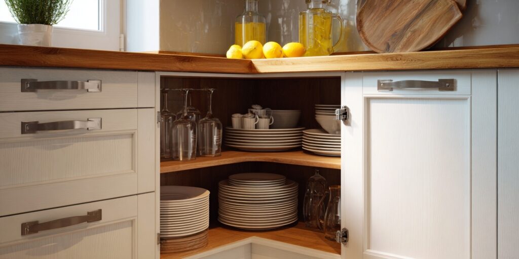 Corner cabinet can make the most of space in l shaped kitchen